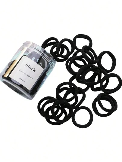 50pcs/Pack Basic High Elastic Hair Ties, Suitable For Ponytail And Various Hairstyles (Random Colors), Women Casual Solid Color Headbands, Business Travel Shower Hair Ties, Black Hair Bands, High Stretch Hair Rings, Home Bathroom Decor, Autumn, Back To School Hair Accessories