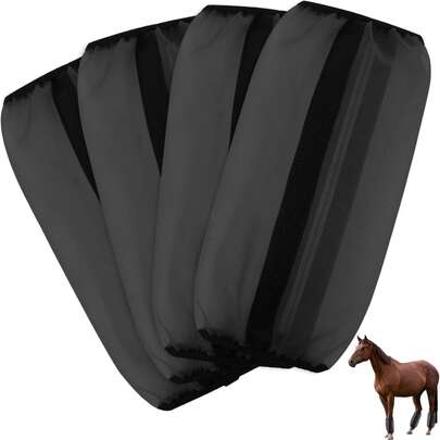 Universal Size Anti-UV Horse Leg Wraps, Anti-Mosquito Tight Pants, Lightweight Mesh Horse Fly Boots Leg Sleeves (4 Pcs Set)