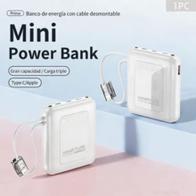 Batería portátil de carga rápida con cables de carga incorporados, regalo del Día de San Valentín - Blanco - Ver 7