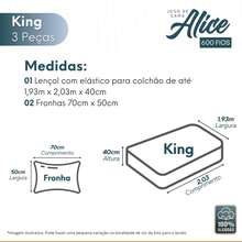 King Bed Sheet Set 3pcs Ponto Palito Cotton 600 Threads - 藍色 - 查看 3