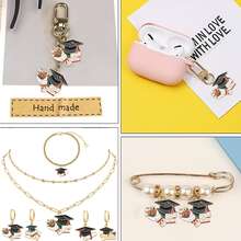 30pcs/Set 4 Styles Enamel Graduation Cap Pendant, DIY Earrings, Bracelets, Necklaces Jewelry Making - Multicolor - View 3
