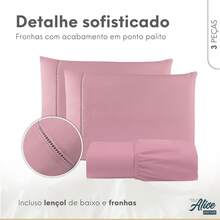 King Bed Sheet Set 3pcs Ponto Palito Cotton 600 Threads - 乾枯玫瑰色 - 查看 2