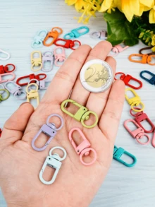 10/30/50/100个可旋转龙虾扣，用于制作钥匙扣、彩色挂绳钥匙扣、挂钩，适用于工艺金属钥匙扣夹、小型钥匙扣扣、珠宝制作配件、连接器和手工艺品。 - 彩色 - 查看 6