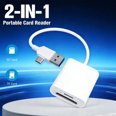 قارئ بطاقة SD/TF نوع C ثنائي الاستخدام سريع وثابت، قابل للتوصيل والتشغيل، متوافق مع SDHC/SDXC/Micro SD، مناسب للكمبيوتر المحمول وهواتف POCO والأندرويد والكاميرات، لنسخ الملفات المكتبية وتصوير خارجي، ملحق رقمي محمول وعملي