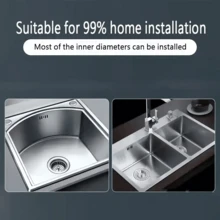 Stainless Steel Double Sink Drain Kit - Drain Pipe Set - Complete Kitchen Sink Drain Accessories, Easy To Assemble - Multicolor - View 5
