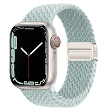 Advanced Minimalist Magnetic Strap Compatible With 38/40/41/42/44/45/46/49mm Compatible With Apple Watch Strap Ultra/Se10/9/8/7/6/5/4/3/2/1 - Nylon Light Green - View 6