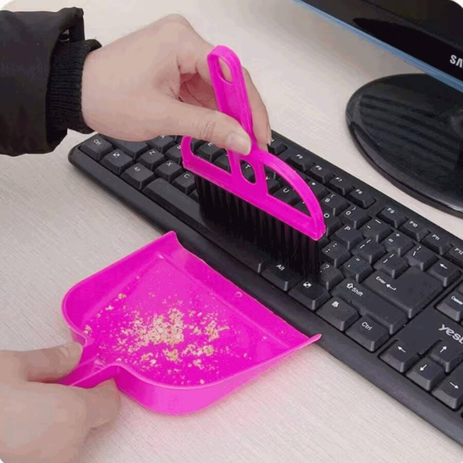 一套桌面扫帚和簸箕组合，客厅桌面清洁套装，耐用塑料清洁工具，适用于家庭、学生、宠物（1把扫帚+1个簸箕） - A - 查看 1