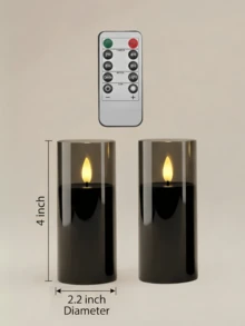 2/3/5件組 無火燭台 附遙控器、可動燭芯，適用於居家裝飾、臥室、婚禮、求婚、聖誕節、派對、桌面中心裝飾、禮品 - 黑色 - 查看 9