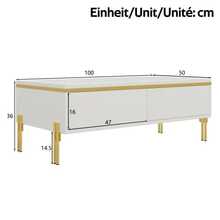 Modern Luxury TV Stand And Tea Table Set, High-Gloss Solid Color Surface, Gold Trim, Ample Storage Space - 白色 - 查看 4