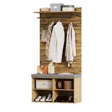 175cm High Wooden Storage Unit With Shoe Stool, Adjustable Shelf, Clothes Rail And Padding – 84 X 32 Cm – Functional Furniture - View 8