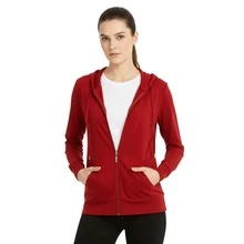 Women's Lightweight Cotton Hoodie Full Zip S-3XL With Pockets Hooded Sweatshirt Jacket Coat Solid Tops Regular & Plus Size Basic Layering Tops Warm Lightweight Cotton Zipper Hoodie Sweatshirt For Women Lady Sweatshirts Long Sleeve Outerwear For Spring Fall Winter Womenswear Activewear Streetwear - 紅色 - 查看 8