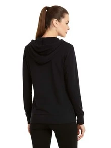 Women's Lightweight Cotton Hoodie Full Zip S-3XL With Pockets Hooded Sweatshirt Jacket Coat Solid Tops Regular & Plus Size Basic Layering Tops Warm Lightweight Cotton Zipper Hoodie Sweatshirt For Women Lady Sweatshirts Long Sleeve Outerwear For Spring Fall Winter Womenswear Activewear Streetwear - 黑色 - 查看 3