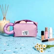 Kuromi Square Cosmetic Bag, Compartmentalized Toiletry Organizer, Cartoon Cute Travel Pouch - Purple - View 3