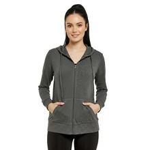 Women's Lightweight Cotton Hoodie Full Zip S-3XL With Pockets Hooded Sweatshirt Jacket Coat Solid Tops Regular & Plus Size Basic Layering Tops Warm Lightweight Cotton Zipper Hoodie Sweatshirt For Women Lady Sweatshirts Long Sleeve Outerwear For Spring Fall Winter Womenswear Activewear Streetwear - 深灰色 - 查看 8