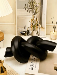 Black Knot Sculpture Decor, Modern Geometric Round Sculpture Desktop Decor And Ornament, Round Decorative Piece For Home, Bookshelf, Coffee Table, Decorative Gift - Multicolor - View 4