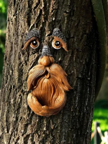 Tree Face, Outdoor Tree Face, Tree Art, Outdoor Tree Decor, Tree Face, Tree Stump Decor, Tree Trunk Face, Outdoor Tree Decor, Tree Face Decor, Outdoor Tree Face Decor, Tree Eyes - Multicolor - View 6