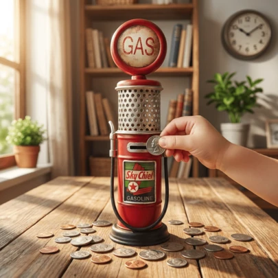 Retro Gas Pump Piggy Bank, Creative Metal Saving Pot For Home Desktop Decor