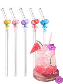 Ống hút thủy tinh hình hoa tulip nhiều màu sắc, có thể tái sử dụng, trong suốt dùng cho sinh tố, trà sữa, nước ép, cocktail, đồ uống lạnh. Ống hút thủy tinh uốn cong hình hoa tulip thích hợp cho cốc nước, sữa lắc, trà, nước ép, cocktail, đồ uống lạnh. Quà tặng cho bạn gái, cửa hàng tráng miệng, nước ngọt, quán ăn vặt, văn phòng, quán bar, nhà hàng, trang trí tiệc. - Xem 7