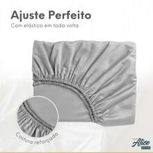 King Bed Sheet Set 3pcs Ponto Palito Cotton 600 Threads - Grey - View 4