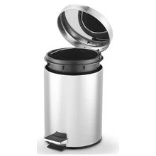 Round Stainless Steel Trash Can 20L With Non-Slip Pedal And Removable Bucket – Durable And Hygienic - Bạc - Xem 2