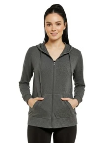 Women's Lightweight Cotton Hoodie Full Zip S-3XL With Pockets Hooded Sweatshirt Jacket Coat Solid Tops Regular & Plus Size Basic Layering Tops Warm Lightweight Cotton Zipper Hoodie Sweatshirt For Women Lady Sweatshirts Long Sleeve Outerwear For Spring Fall Winter Womenswear Activewear Streetwear - 深灰色 - 查看 1
