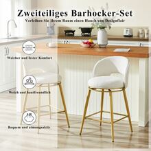 Set Of 2 Swivel Bar Stools – Modern 360° Swivel Bar Stools, Gold Metal Frame, Comfortable Cushions For Kitchen, Bar And Living Room - 淺褐色 - 查看 6