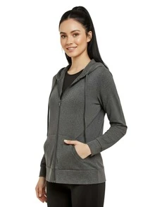 Women's Lightweight Cotton Hoodie Full Zip S-3XL With Pockets Hooded Sweatshirt Jacket Coat Solid Tops Regular & Plus Size Basic Layering Tops Warm Lightweight Cotton Zipper Hoodie Sweatshirt For Women Lady Sweatshirts Long Sleeve Outerwear For Spring Fall Winter Womenswear Activewear Streetwear - 深灰色 - 查看 2