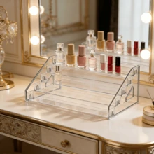 5-Tier Heavy Duty Acrylic Storage Rack - Stackable Desktop Shelf, Lightweight And Sturdy, Suitable For Nail Polish, Lipstick, Beauty Products, Smartphones - Multi-Functional Stand, Nail Polish Storage Box, Nail Polish Organizer, Card Display Rack, Display Shelf, Tiered Display Shelf, Cosmetic Storage And Organization, Nail Salon Supplies, Display Rack, Jewelry Storage, Makeup Artist - 無色 - 查看 4