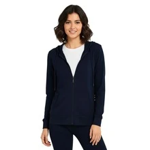 Women's Lightweight Cotton Hoodie Full Zip S-3XL With Pockets Hooded Sweatshirt Jacket Coat Solid Tops Regular & Plus Size Basic Layering Tops Warm Lightweight Cotton Zipper Hoodie Sweatshirt For Women Lady Sweatshirts Long Sleeve Outerwear For Spring Fall Winter Womenswear Activewear Streetwear - 藏蓝色 - 查看 4