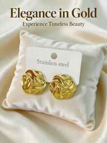 坚固耐用的不锈钢耳环，金色几何造型不锈钢首饰，女士耳环，垂体耳环 - 彩色 - 查看 9