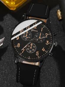 Set de 3 relojes de cuarzo versátiles y elegantes para hombres, conjunto de relojes de moda y minimalistas - Negro - Ver 4