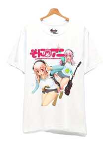 Men'S Super Sonico Anime Graphic Tee - Adorable Japanese Manga Inspired Shirt, Part Of The Soniani Cutecore Collection -  For Machine Washing - White - View 1