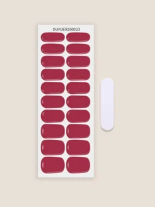 Semi Cured Gel Nail Strips, 20Pcs Long Lasting Salon Quality Wraps, Easy Apply & Remove Gel Nail Stickers With UV Light - Red Violet - View 3