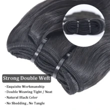 Body Wave Clips In Human Hair 18Inch Double Weft Hair Extensions Natural Black For Women Brazilian Remy Hair Weave Bundles 100g Daily Use Easy Wear - Natural Black - View 5