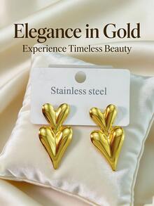 Sturdy And Durable Stainless Steel Earrings, Golden Geometric-Shaped Stainless Steel Jewelry, Ladies' Earrings, Pituitary Earrings - Multicolor - View 9