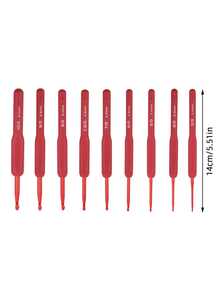 9 Sizes Luxury Red Crochet Hook Set With Soft Grip Handles, Multiple Colors - Suitable For Beginners And Professionals, Includes Yarn, Knitting Needles, Etc. - Perfect For DIY Crafts, Knitting And Sewing Projects - Red Shank Crochet Hook - View 6