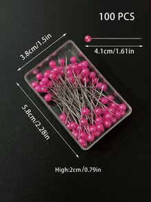 100枚多色珍珠头缝纫针，圆形缝纫针，带闪亮珠子 - 适用于拼布、布艺、婚礼装饰、珠宝制作、缝纫用品 | 装饰针 | 闪亮珠子，缝纫配件 - 珠光針盒裝 - 查看 6