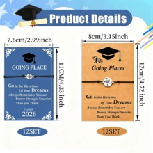 1-12pcs Graduation Bracelet Set 2026, Adjustable Compass Charm, University/High School Graduation Gift - View 2