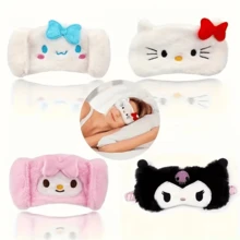 SANRIO 1 件装肉桂卷毛绒睡眠眼罩 - 可爱卡通设计，柔软遮光罩，适合各种浅棕色眼睛，兼具美观与实用性，蓬松舒适，生日礼物、情人节礼物、婚礼礼物、酒店礼物、节日派对礼物、旅行配件，失眠患者的理想之选 - 卡通 - 查看 6