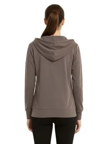 Women's Lightweight Cotton Hoodie Full Zip S-3XL With Pockets Hooded Sweatshirt Jacket Coat Solid Tops Regular & Plus Size Basic Layering Tops Warm Lightweight Cotton Zipper Hoodie Sweatshirt For Women Lady Sweatshirts Long Sleeve Outerwear For Spring Fall Winter Womenswear Activewear Streetwear - 灰褐色 - 查看 2