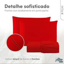 King Size 3-Piece Sheet Set, Hemstitch, 600 Thread Count Cotton - 紅色 - 查看 2