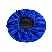 Adjustable Double-Sided Satin Sleeping Cap Anti-Frizz Protects And Aligns Hair - 寶藍色 - 查看 3