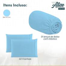 King Size 3-Piece Sheet Set, Hemstitch, 600 Thread Count Cotton - 淺藍色 - 查看 5