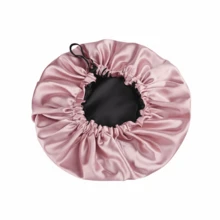 Adjustable Double-Sided Satin Sleeping Bonnet - Anti-Frizz, Protects And Straightens Hair - 乾枯玫瑰色 - 查看 1