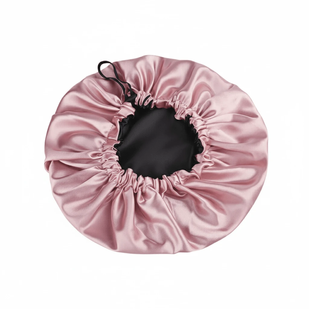 Adjustable Double-Sided Satin Sleeping Bonnet - Anti-Frizz, Protects And Straightens Hair - 乾枯玫瑰色 - 查看 1