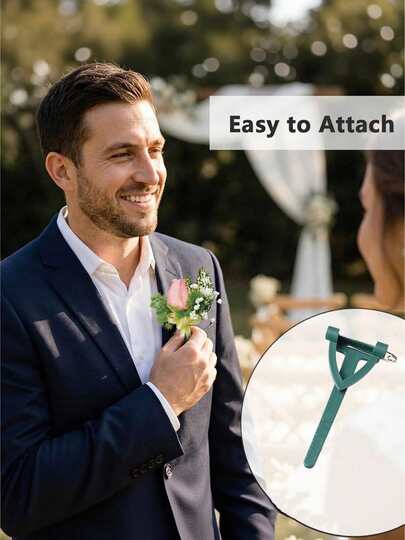 20pcs Groom Wedding Triangle Brooches, DIY Boutonniere Pins, Wedding Lapel Flower Pins, High-End Bouquet Holders, T-Type Boutonniere Materials, Stands, Valentine's Day Bouquet Holders, Wedding Supplies