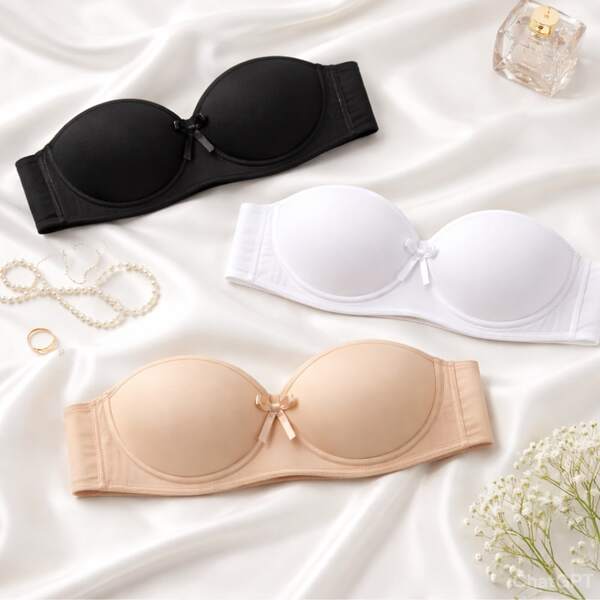 Kit 3 Sutiãs Cropie Tomara Que Caia Com Bojo Alças Silicone