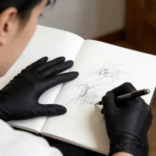 一次性黑色手套，不含乳胶的丁腈手套，适用于美甲纹身美容院 - 黑色 - 查看 4