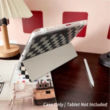 1pc Classic Black & White Checkered Tablet Case With Pencil Holder & Foldable Stand,Tablet Case With Pen Holder Compatible With 10.9/10.2/ Air 5th Gen/Pro11/10th/9.7/Air 2/ (7th Gen)/ (8th Gen)/ Air 4/5/ Pro 11/ 10th Generation 10.9-Inch 2022 Smart Case/ Air 13(M3 2025)/ Air 11(M3 2025)/ Air 11(M3 2025)/ 11(A16 2025), Auto Sleep/Wake Function,Compatible With Galaxy Tab S10+/S9/A9,Compatible With Xiaomi5/5PR/6/6PRO/7/7PRO - Multicolor - View 4