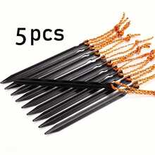 5pcs Aluminum Alloy Tent Stakes, Triangular Camping Pegs, Portable Outdoor Hiking Backpack Travel Household Tent Nails - Multicolor - View 9